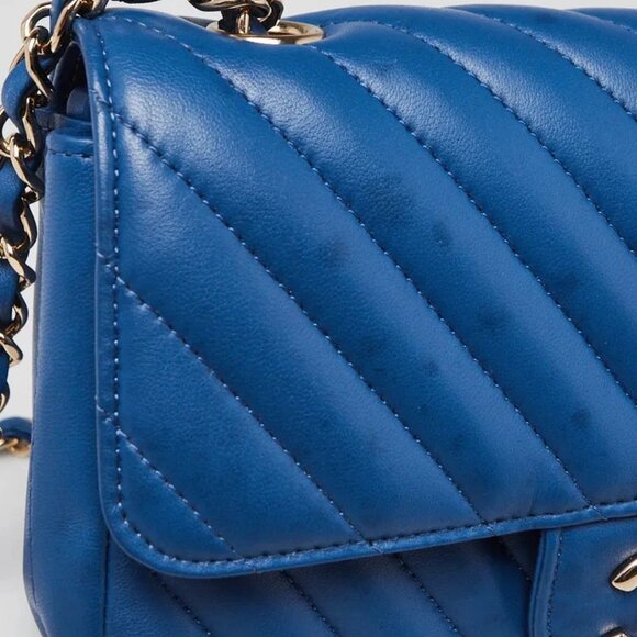 Chanel Blue Chevron Quilted Lambskin Leather Classic Mini Rectangular Bag - Picture 12 of 12